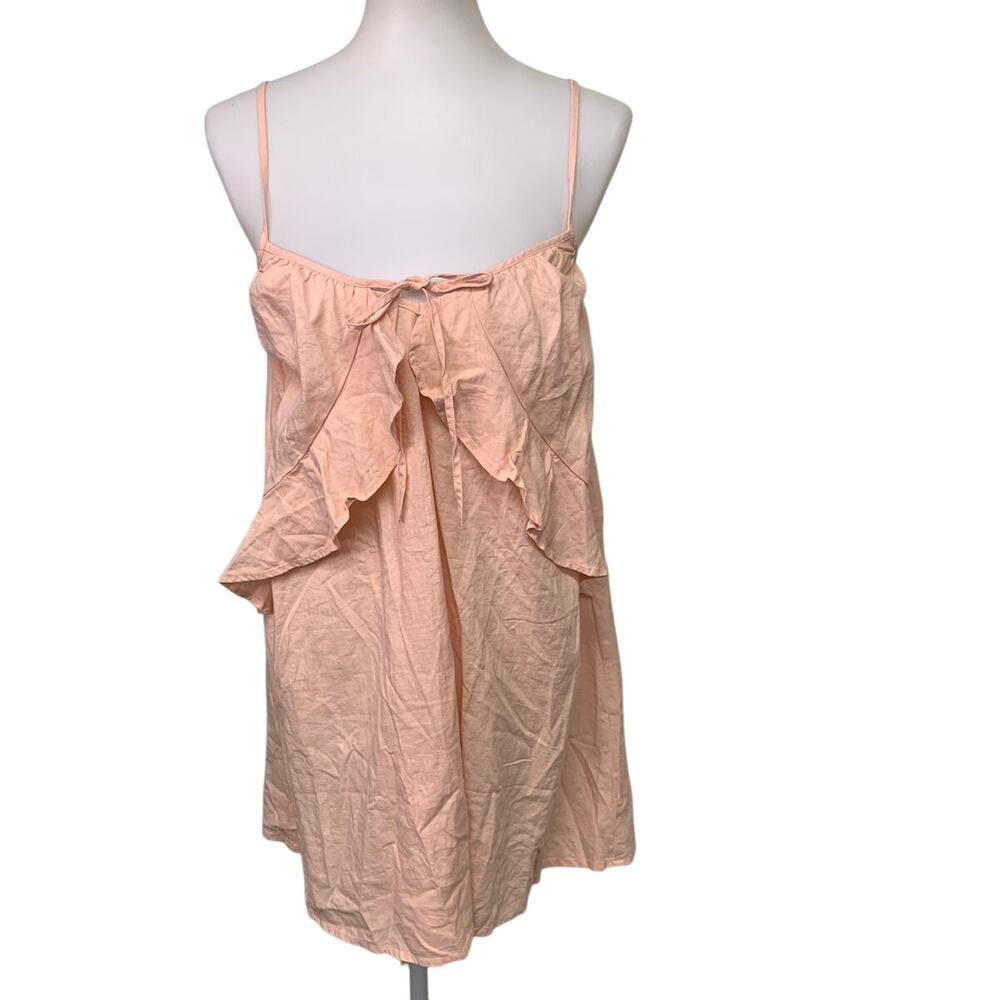 New Aerie Womens Small Orange Peach Spaghetti Strap Front Tie Flowy Mini Dress
